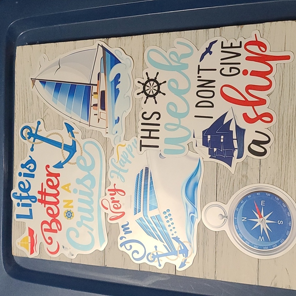 Nautical Cruise Theme Door Wall Art Magnets, Set Of 5, NWT Decor For Cruise Door
